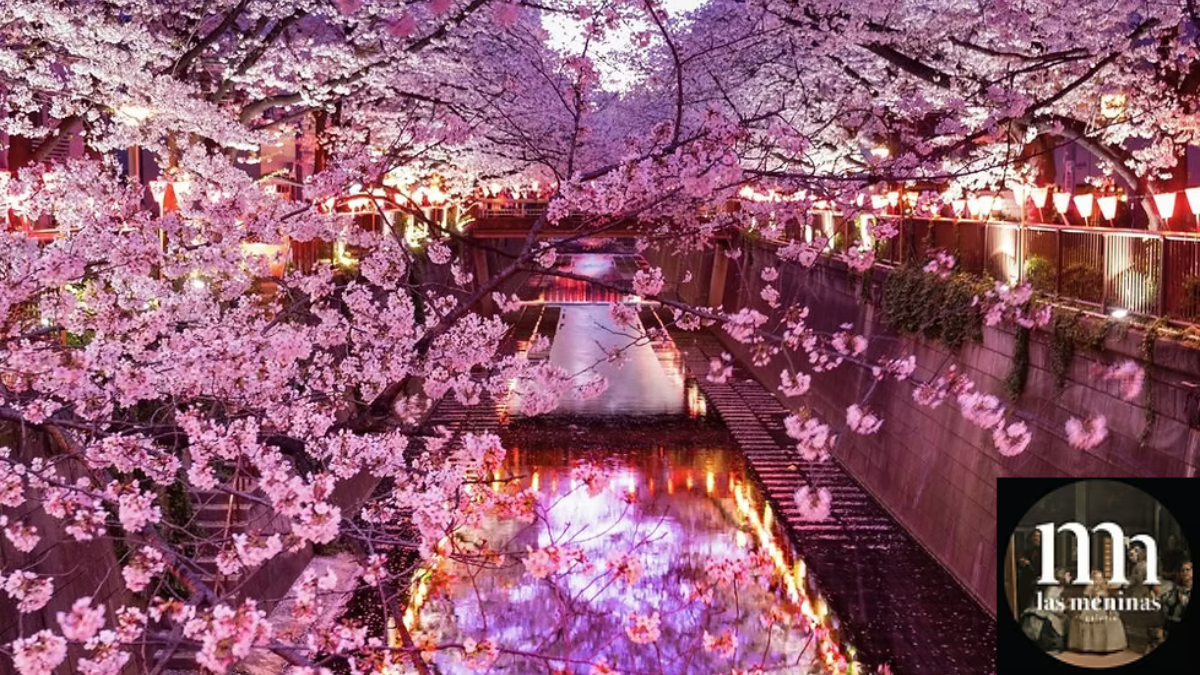 Pintando Cerezos en la Noche de Japon