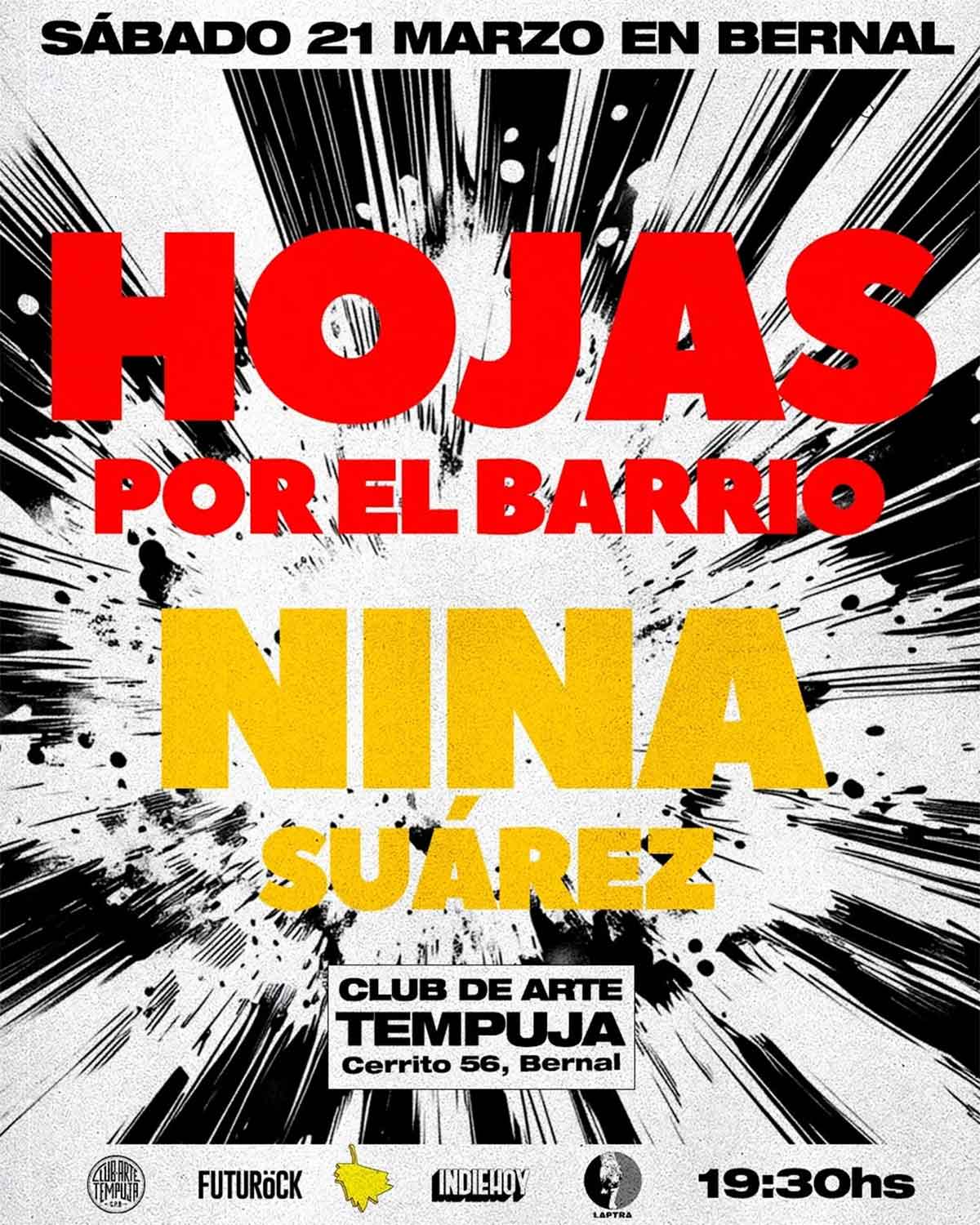 Hojas Por el Barrio y Nina Suárez en Club de Arte Tempuja